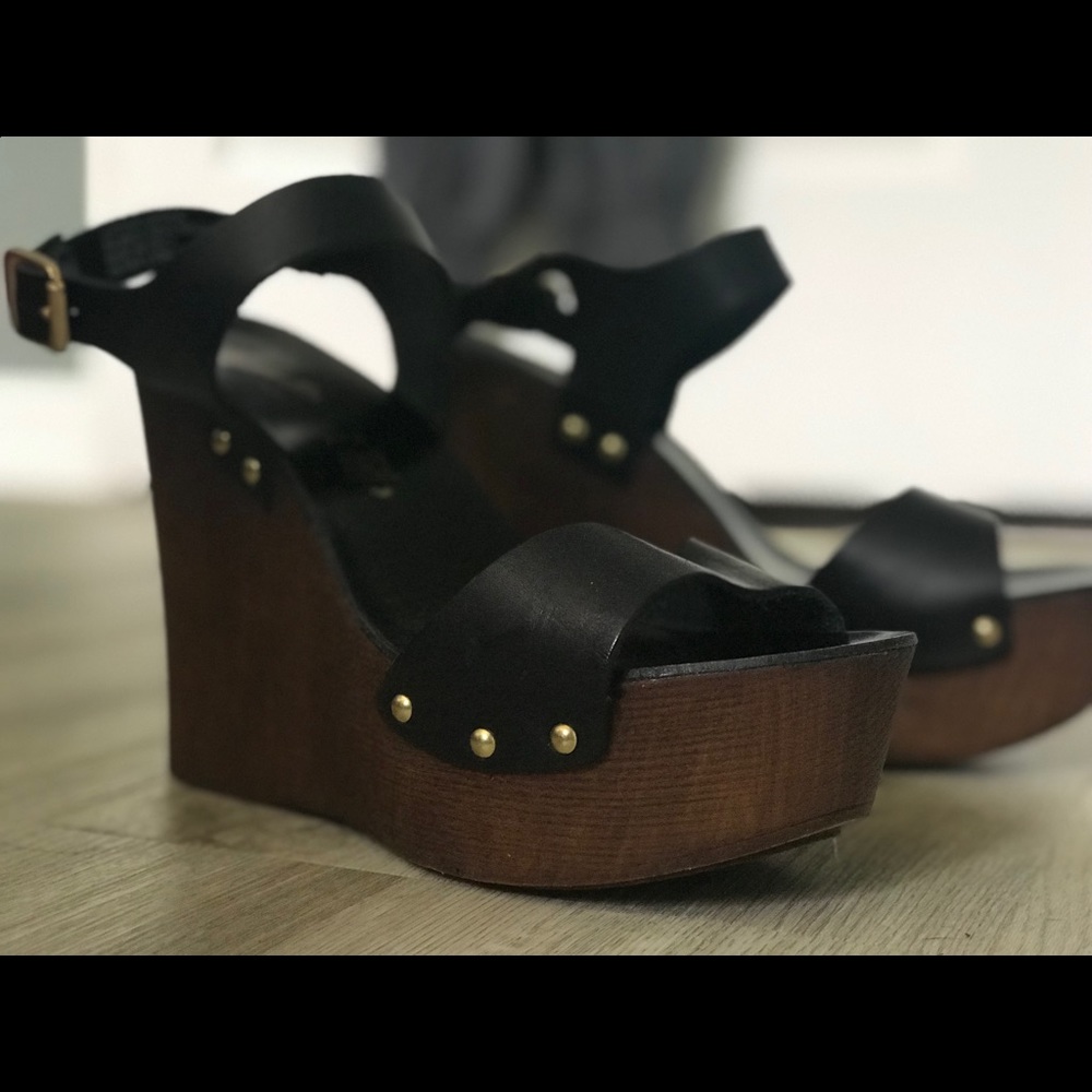Seychelles Black Wedges Heels Anthropologie